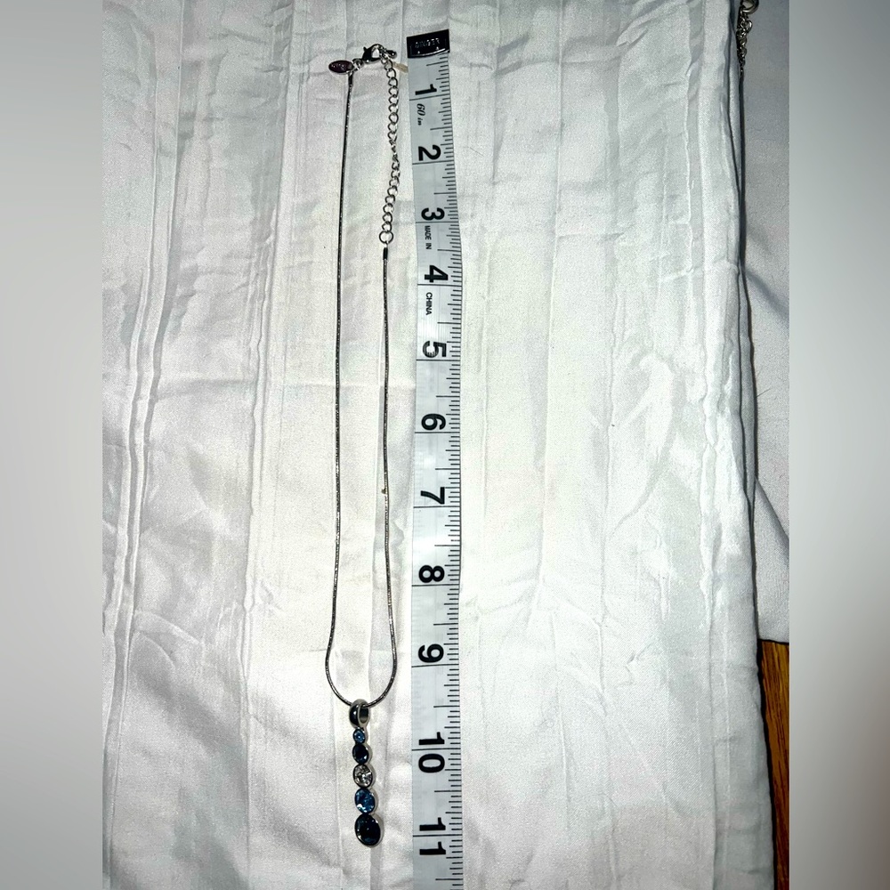 Silver 16 inch extendable necklace with blue stones